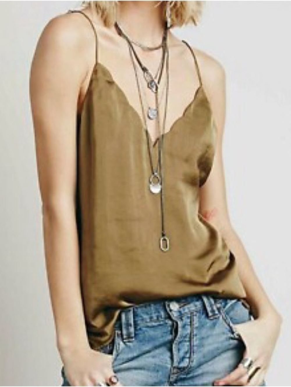 Free People Sensually Satin Scalloped Tank small